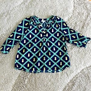 Crown & Ivy top, navy/yellow/green, 3 quarter sleeve, used but great condition